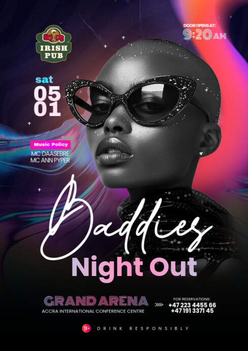 Maximalist Baddies Night Out Party Design Template A4