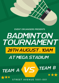 Maximalist Badminton Tournament Flyer  A3 template
