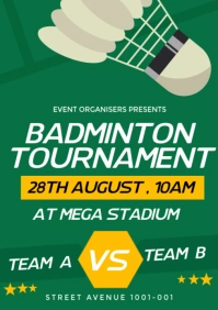 Maximalist Badminton Tournament Flyer  A3 template