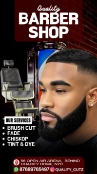 Maximalist Barber Shop Design Template  Digital Display (9:16)