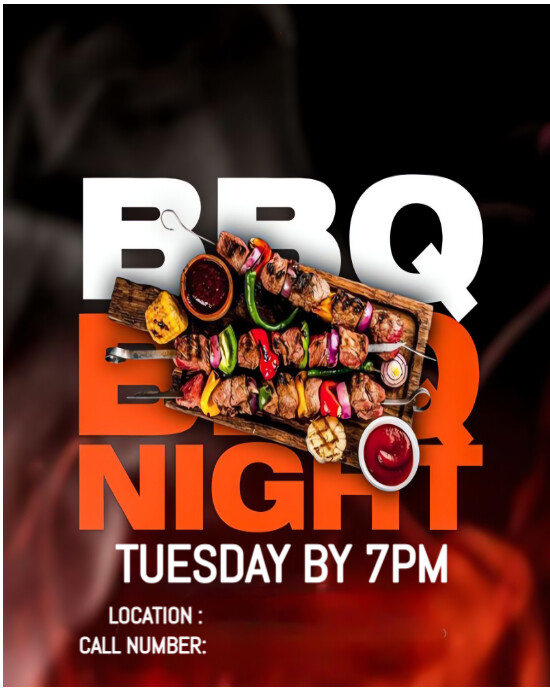 Maximalist  Bbq Night Flyer Template – Bold Grilled Food Event Poster For Outdoor Party Promotion In Instagram Portrait