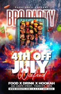 Maximalist Bbq Party 4th Of July Invitation Tabloid template