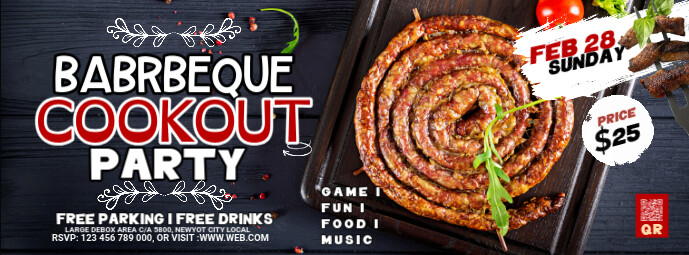 Maximalist Bbq Party Facebook Cover Photo template