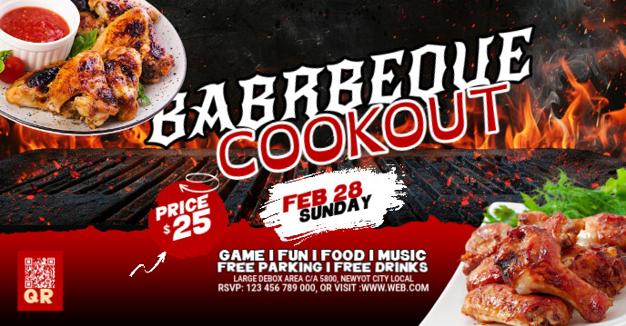 Maximalist Bbq Party Facebook Group Cover Photo template
