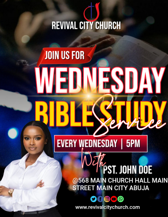 Maximalist Bible Wednesday Service Flyer (us Letter) Template ...