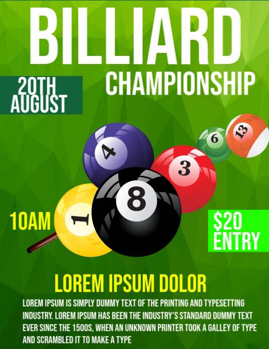 Copy of Maximalist Billard Championship Poster Flyer (us Letter ...