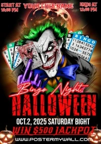 Maximalist Bingo Night Halloween Party A4 template