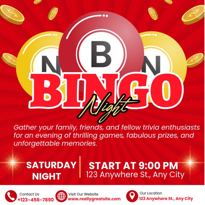 Maximalist Bingo Night Instagram Post Template | PosterMyWall