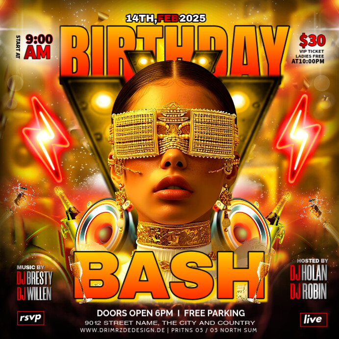Maximalist Birthday Bash Party Instagram Post template