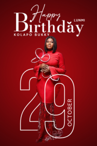 Red Birthday Celebration Cartel de 4 × 6 pulg. Template