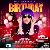 Maximalist Birthday Night  Instagram Post template