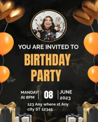 Maximalist Birthday Party Invite Instagram Portrait template