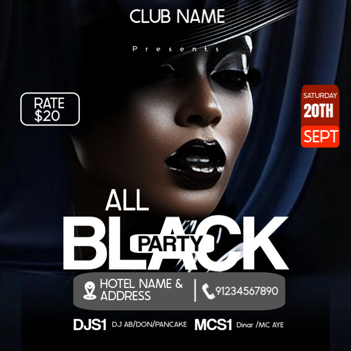 Maximalist Black All Black Party Instagram Post Template | PosterMyWall