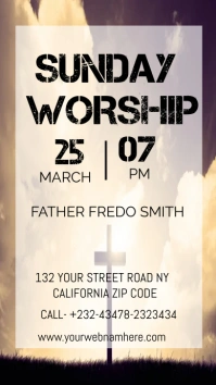 Maximalist Black And White  Sunday Worship  D Affichage numérique (9:16) template