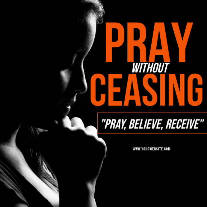 Maximalist Black Modern & Minimal Orange Prayer Template  Square (1:1)