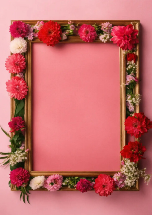 Maximalist Blank Frame With Flowers A4 template