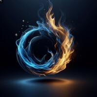 Maximalist Blue And Gold Fire Wheel Template On A Black Background  Instagram Post
