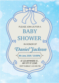 Maximalist Blue And White Baby Shower Invitations Flyer  A6 template