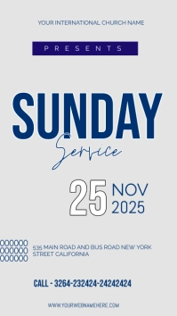 Maximalist Blue And  White Sunday  Prayer Ser Digital Display (9:16) template