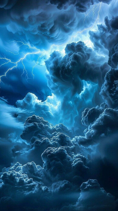 Maximalist Blue Clouds  Digital Display (9:16) template