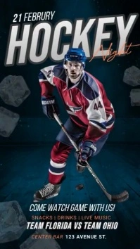Maximalist Blue Instagram Ice Hockey Reel template