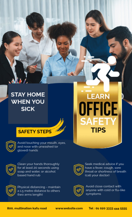 Maximalist Blue Office Safety Work From Home Guidelines Us Legal template