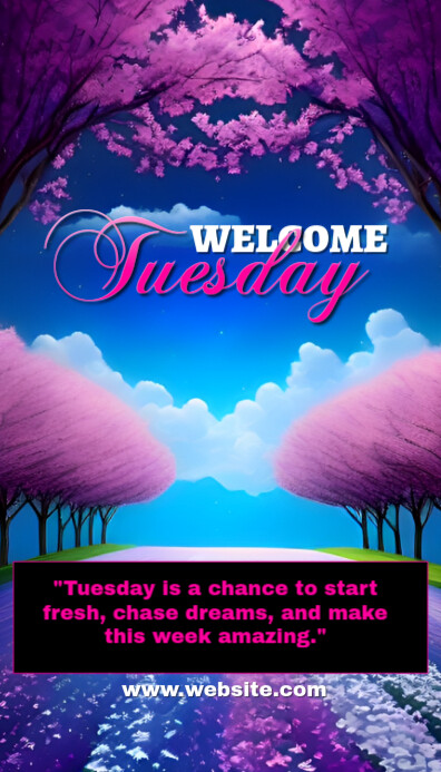 Maximalist Blue Pink Background Joyful Welcome Tuesday Business Card ...
