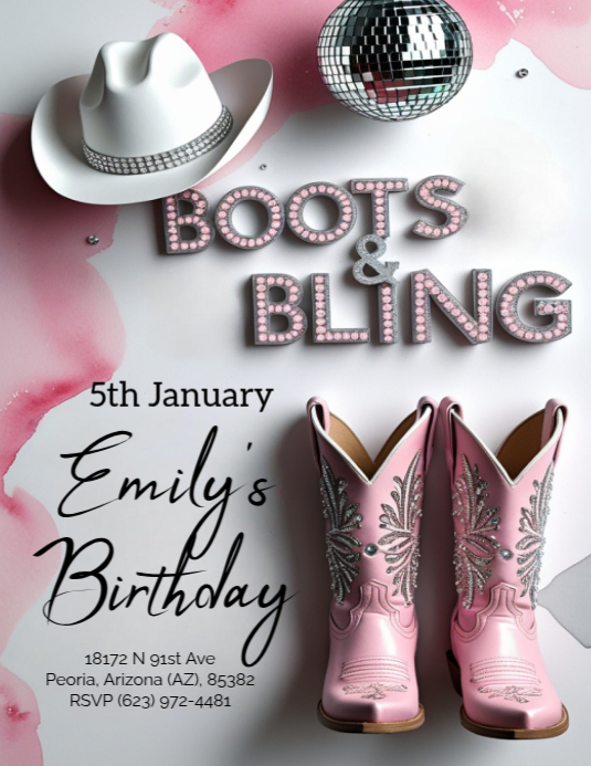 Maximalist Boots and Bling invitation flyer (Us Letter) Template ...