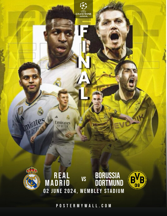 Maximalist Borussia Dortmund Vs Real Madrid F Flyer (US Letter) template