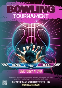 Maximalist Bowling Flyer Template A5