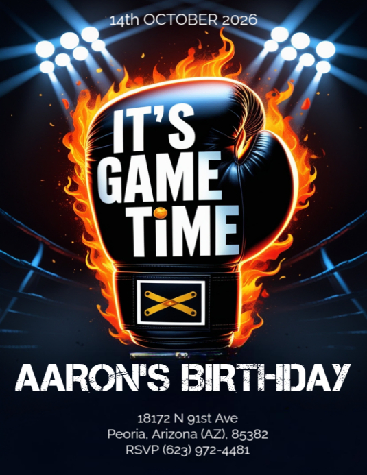 Maximalist Boxing Birthday Invitation Flyer (Us Letter) Template ...