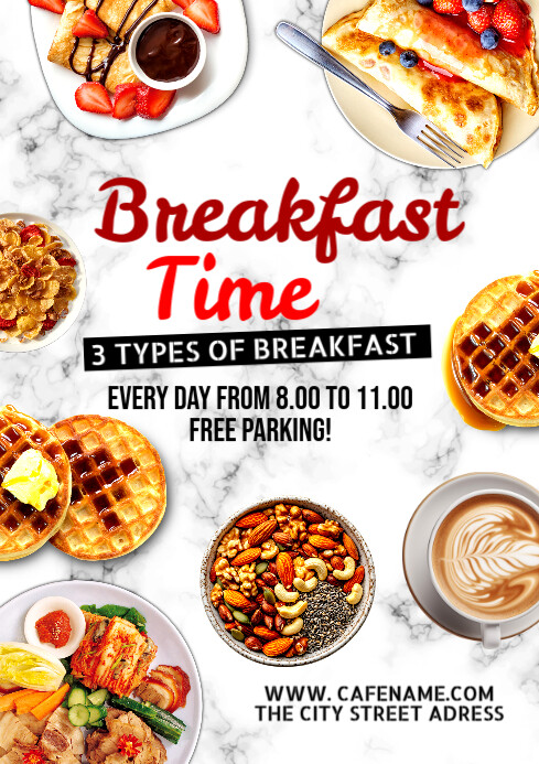 Maximalist Breakfast Time Flyer A4 template