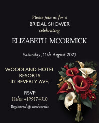 Maximalist Bridal Shower Wedding Invite Invitation Card Flyer Banner Royal Floral Facebook Social In Instagram Portrait template