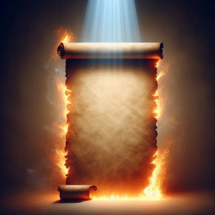 Maximalist Brown Burning Scroll With Beam Instagram Post template
