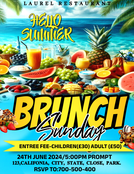 Maximalist Brunch Sunday Invitation Template Flyer (US Letter)