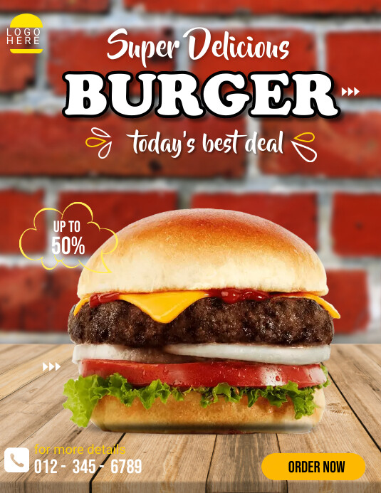 Maximalist Burger Menu  Flyer (us Letter) template