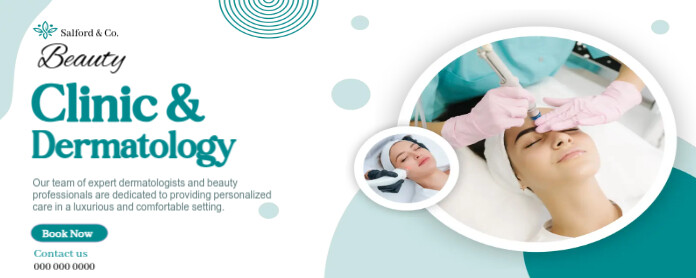 Maximalist Business/care/modern/dermatology/clinic/teal/banner/professional/treatment Twitch Profile template