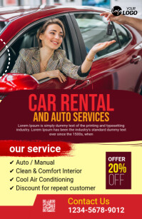 Czerwony Car Rental Services Tabloide Template