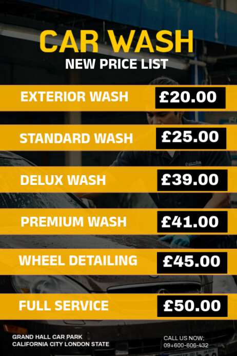 Maximalist Car Wah Price List Poster template