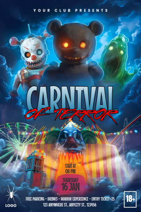 Maximalist Carnival Of Terror Night Poster 海报 template
