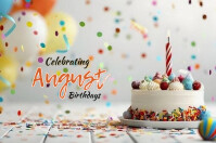 Maximalist Celebrating August Birthdays  Banner 4' × 6' template