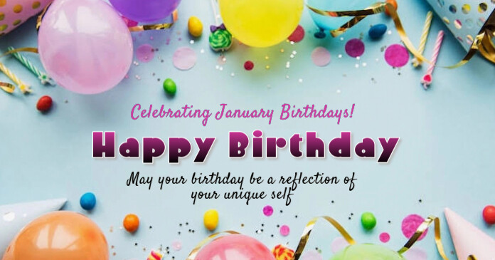 Maximalist Celebrating January Birthdays Facebook Shared Image Template ...