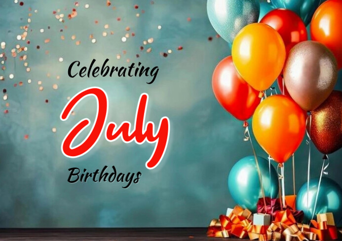 Plantilla de Maximalist Celebrating July Birthdays A4 | PosterMyWall