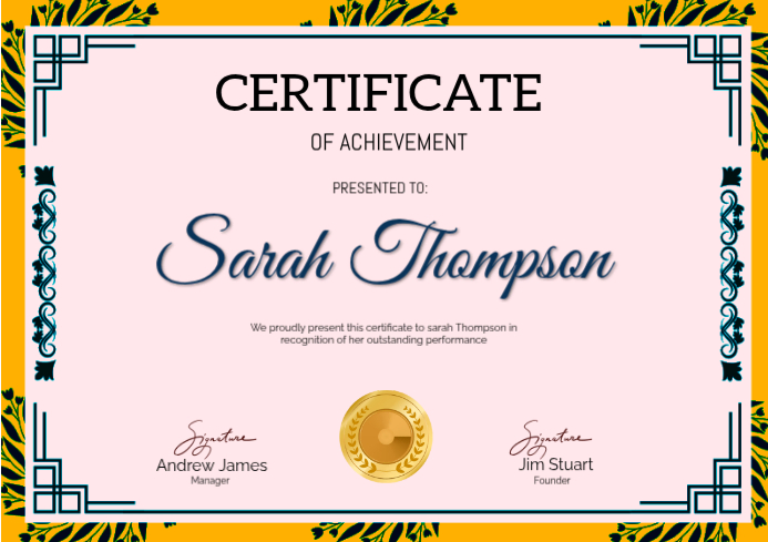 Certificate Of Achievement A4 Template | PosterMyWall