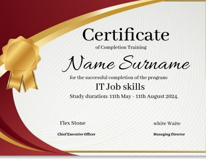 Maximalist Certificate Of Completion Free Editable Template  Flyer (us Letter)