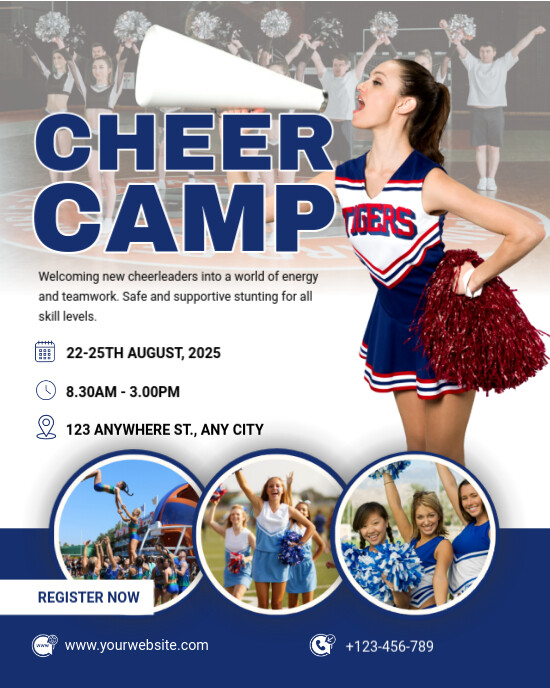 Maximalist Cheer Camp Ad Flyer Design Instagram Portrait template