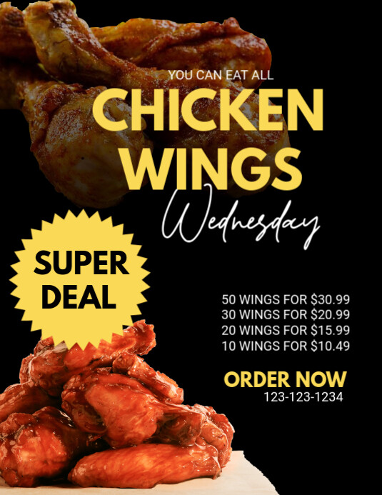 Maximalist Chicken Wings  Flyer (us Letter) template