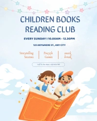 Maximalist Children Books Reading Club Advertisement Flyer Design Instagram Portrait template