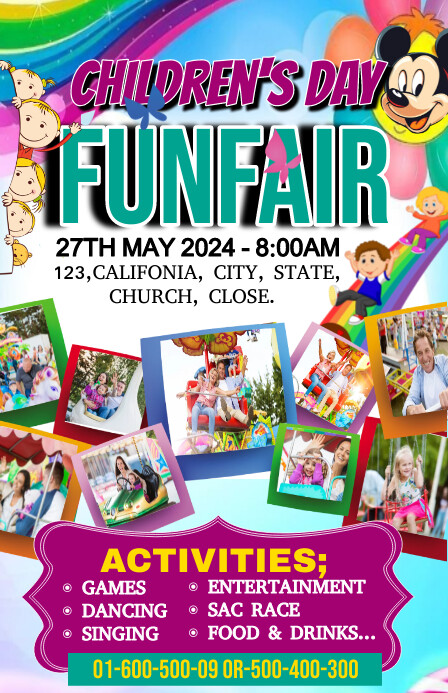 Maximalist Children Day Funfair Event Templat Template | PosterMyWall