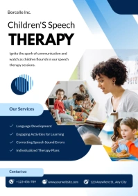 Maximalist Children Speech Therapy Center Ad Flyer Design A2 template